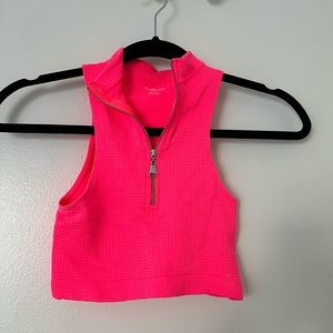 Hot Pink Zip Up Crop Top